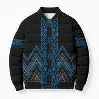 Blue Aotearoa Mangopare Kowhaiwhai Niho Taniwha Bomber Puffer Jacket Maori New Zealand LT14 Unisex Blue - Polynesian Pride