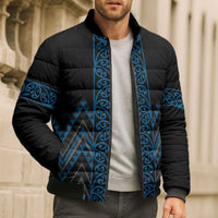 Blue Aotearoa Mangopare Kowhaiwhai Niho Taniwha Bomber Puffer Jacket Maori New Zealand LT14 - Polynesian Pride