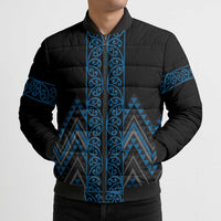 Blue Aotearoa Mangopare Kowhaiwhai Niho Taniwha Bomber Puffer Jacket Maori New Zealand LT14 - Polynesian Pride