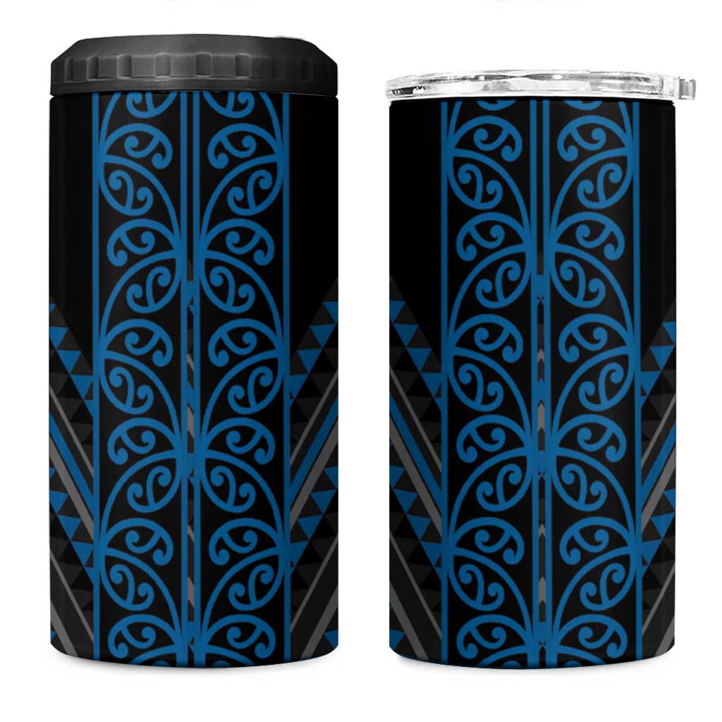 Blue Aotearoa Mangopare Kowhaiwhai and Niho Taniwha 4 in 1 Can Cooler Tumbler Maori New Zealand LT14 One Size: 16 oz Blue - Polynesian Pride