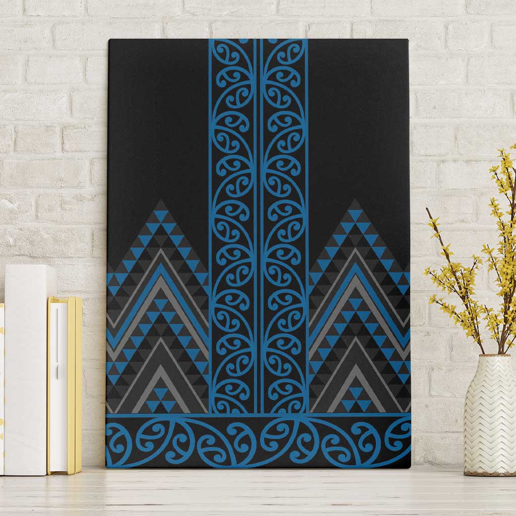 Blue Aotearoa Mangopare Kowhaiwhai and Niho Taniwha Canvas Wall Art Maori New Zealand LT14 Without Frame Blue - Polynesian Pride
