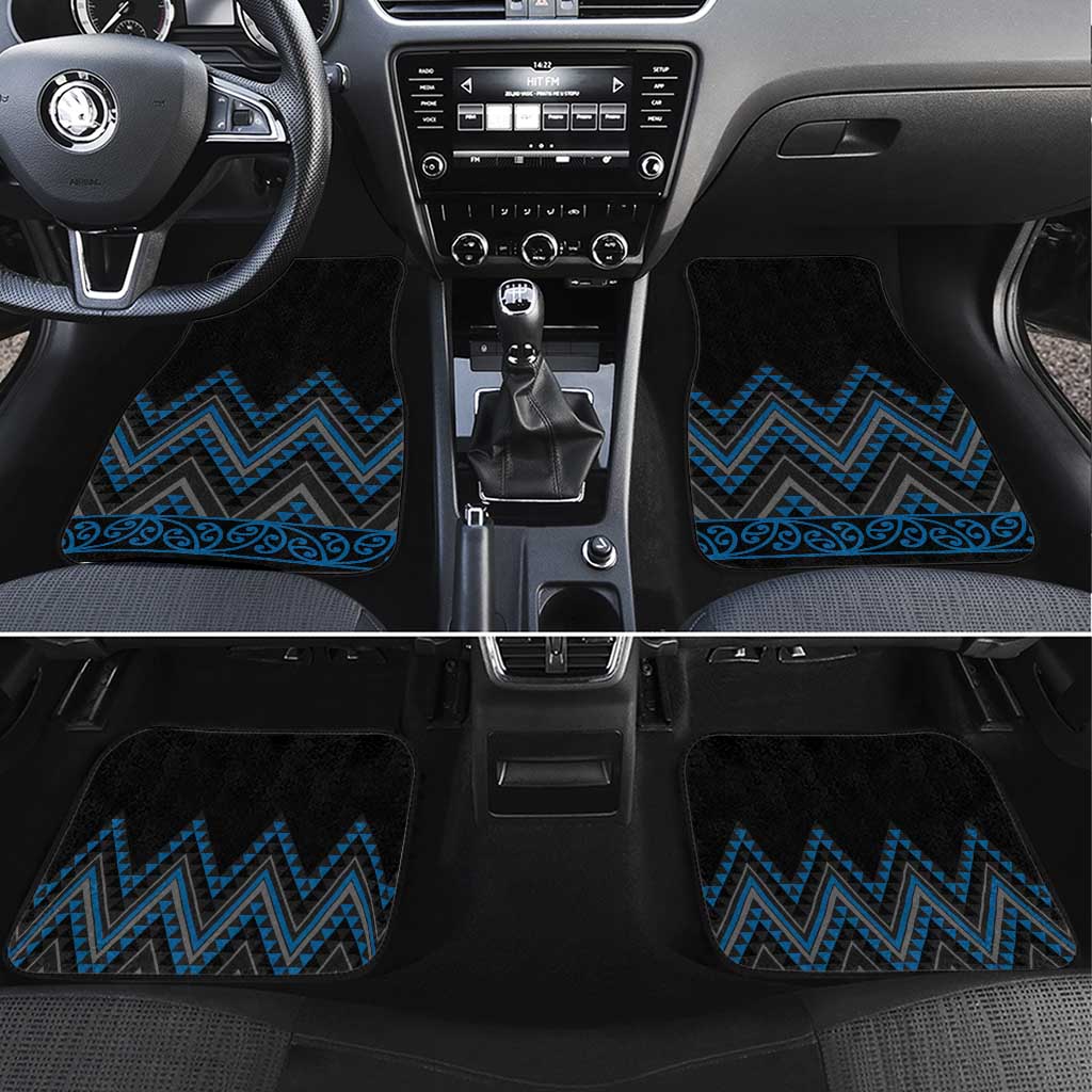 Blue Aotearoa Mangopare Kowhaiwhai and Niho Taniwha Car Mats Maori New Zealand LT14 Set 4pcs Blue - Polynesian Pride