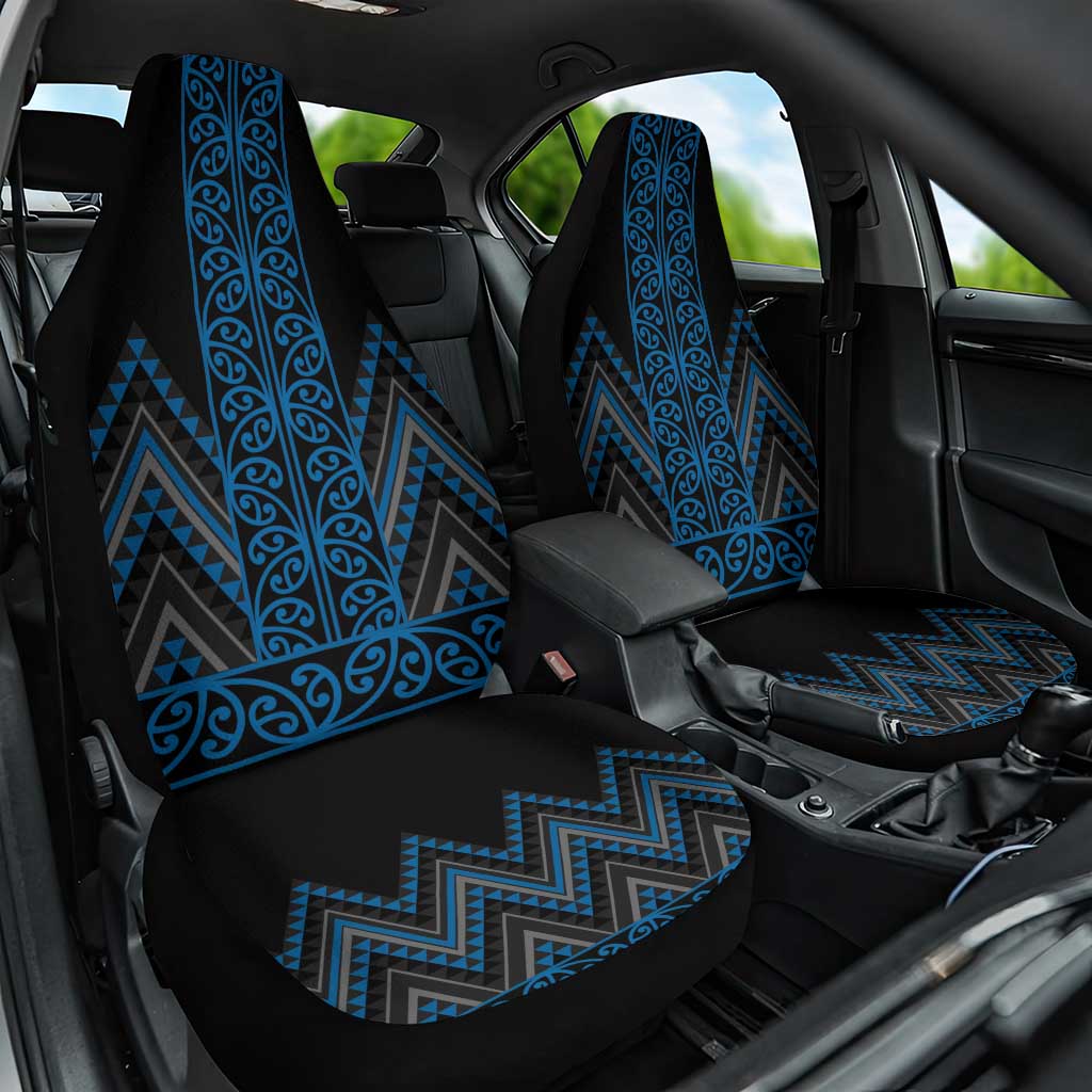 Blue Aotearoa Mangopare Kowhaiwhai and Niho Taniwha Car Seat Cover Maori New Zealand LT14 One Size Blue - Polynesian Pride