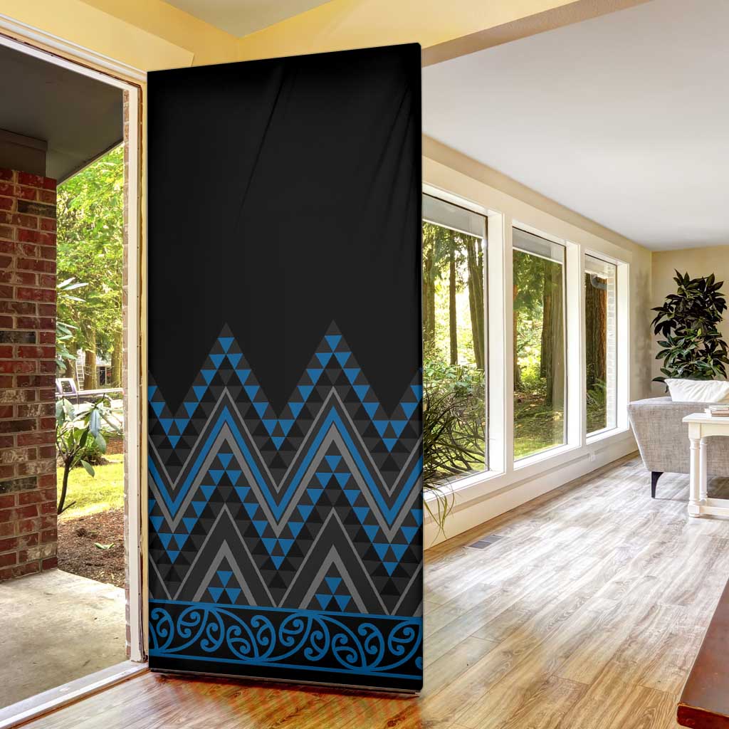 Blue Aotearoa Mangopare Kowhaiwhai Niho Taniwha Door Cover Maori New Zealand LT14 - Polynesian Pride