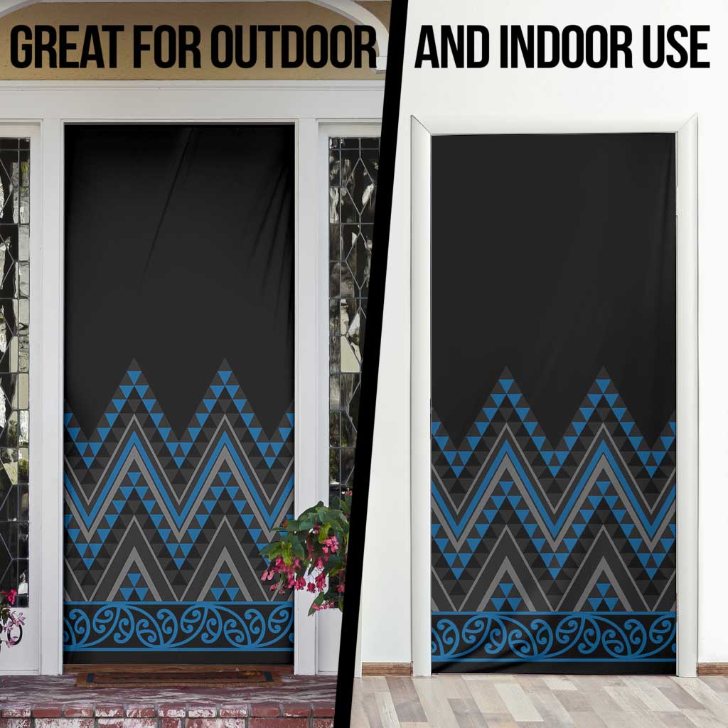 Blue Aotearoa Mangopare Kowhaiwhai Niho Taniwha Door Cover Maori New Zealand LT14 - Polynesian Pride