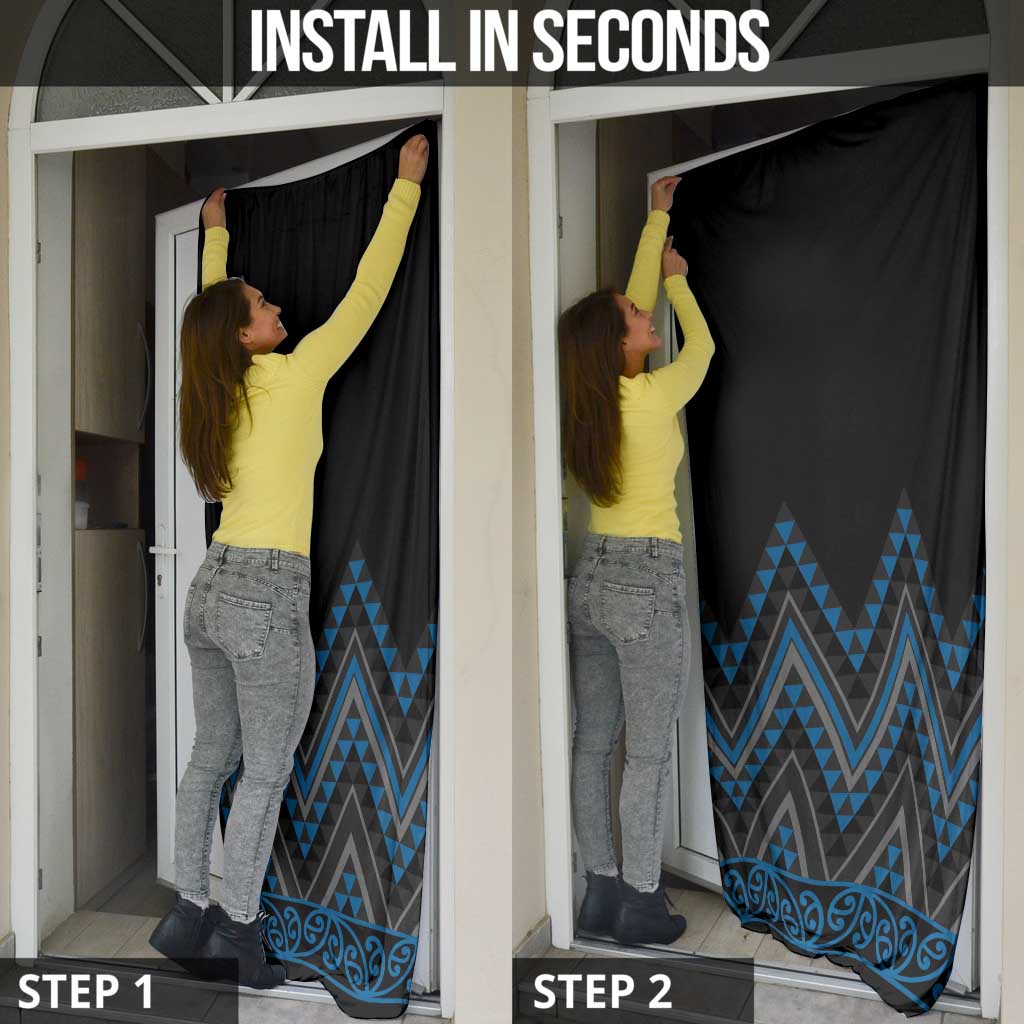 Blue Aotearoa Mangopare Kowhaiwhai Niho Taniwha Door Cover Maori New Zealand LT14 - Polynesian Pride