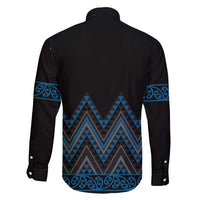 Blue Aotearoa Mangopare Kowhaiwhai and Niho Taniwha Family Matching Puletasi and Hawaiian Shirt Maori New Zealand LT14 - Polynesian Pride