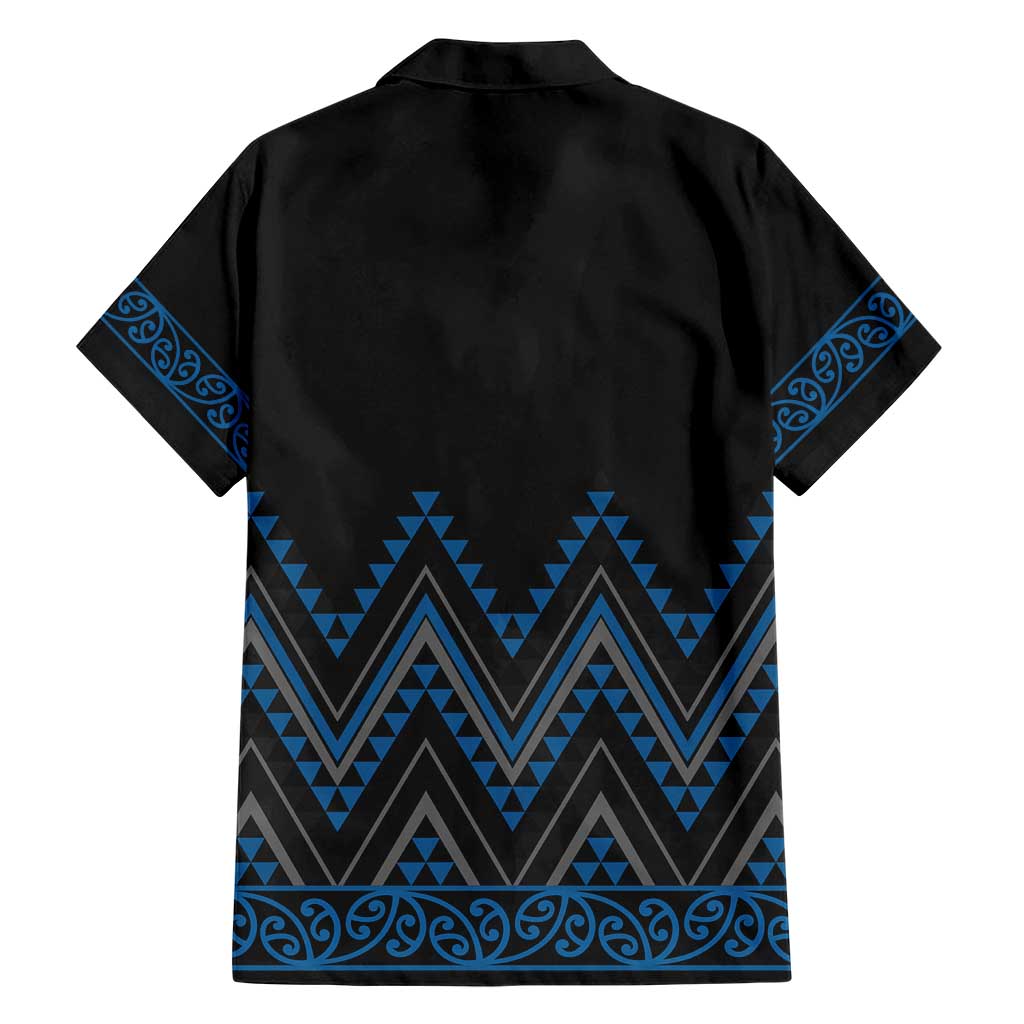 Blue Aotearoa Mangopare Kowhaiwhai and Niho Taniwha Family Matching Short Sleeve Bodycon Dress and Hawaiian Shirt Maori New Zealand LT14 - Polynesian Pride