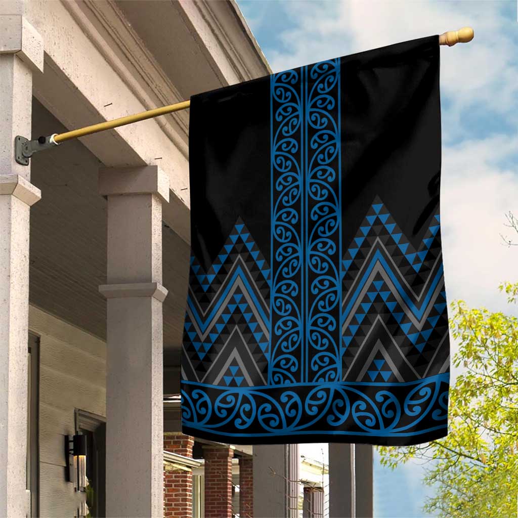 Blue Aotearoa Mangopare Kowhaiwhai and Niho Taniwha Garden Flag Maori New Zealand LT14 House Flag Blue - Polynesian Pride