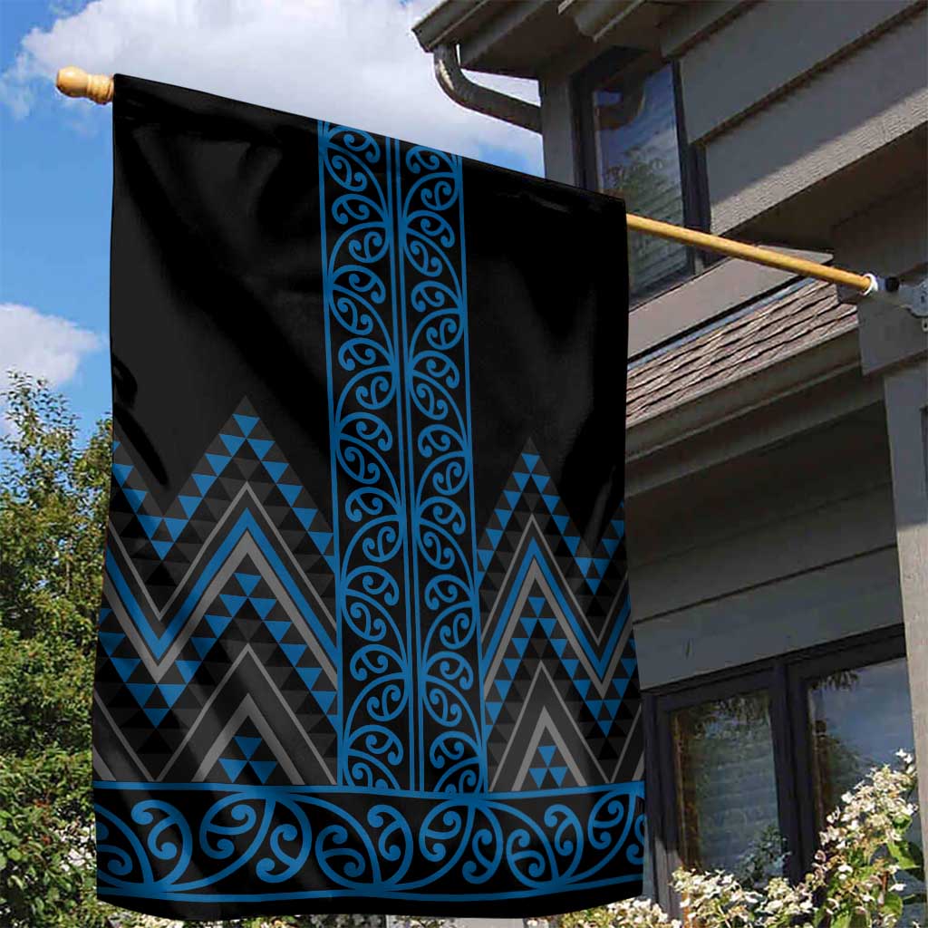 Blue Aotearoa Mangopare Kowhaiwhai and Niho Taniwha Garden Flag Maori New Zealand LT14 - Polynesian Pride