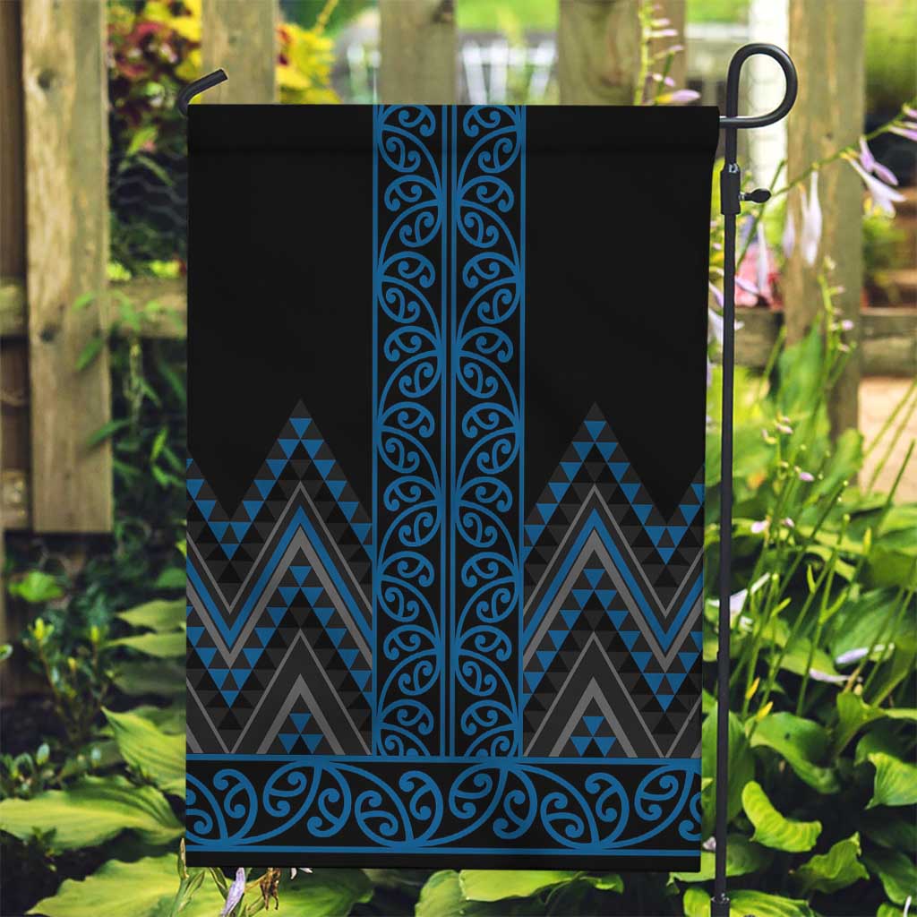 Blue Aotearoa Mangopare Kowhaiwhai and Niho Taniwha Garden Flag Maori New Zealand LT14 Garden Flag Blue - Polynesian Pride