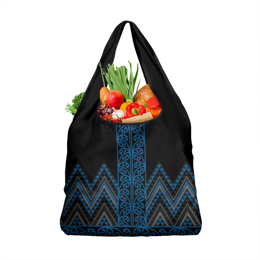 Blue Aotearoa Mangopare Kowhaiwhai and Niho Taniwha Grocery Bag Maori New Zealand LT14 1-pack One Size Blue - Polynesian Pride