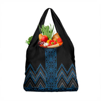 Blue Aotearoa Mangopare Kowhaiwhai and Niho Taniwha Grocery Bag Maori New Zealand LT14 1-pack One Size Blue - Polynesian Pride