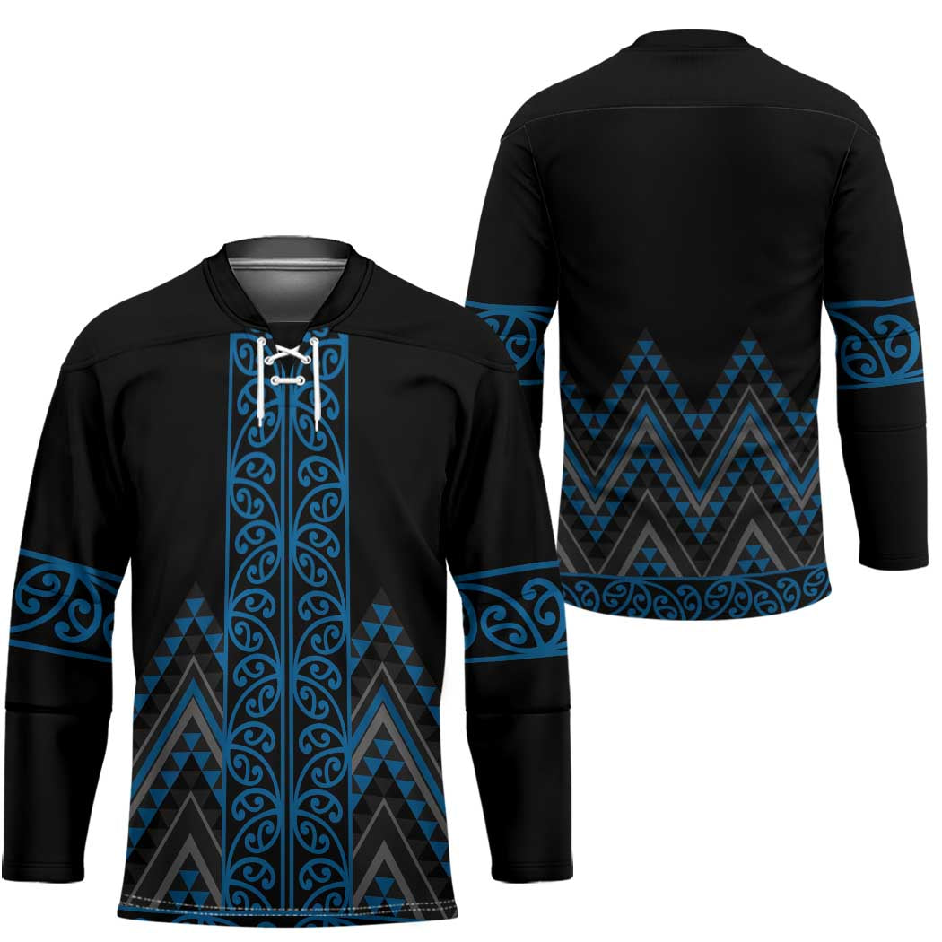 Blue Aotearoa Mangopare Kowhaiwhai Niho Taniwha Hockey Jersey Maori New Zealand LT14 - Polynesian Pride