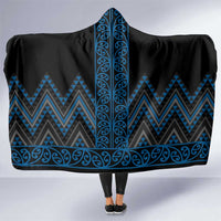 Blue Aotearoa Mangopare Kowhaiwhai and Niho Taniwha Hooded Blanket Maori New Zealand LT14 One Size Blue - Polynesian Pride