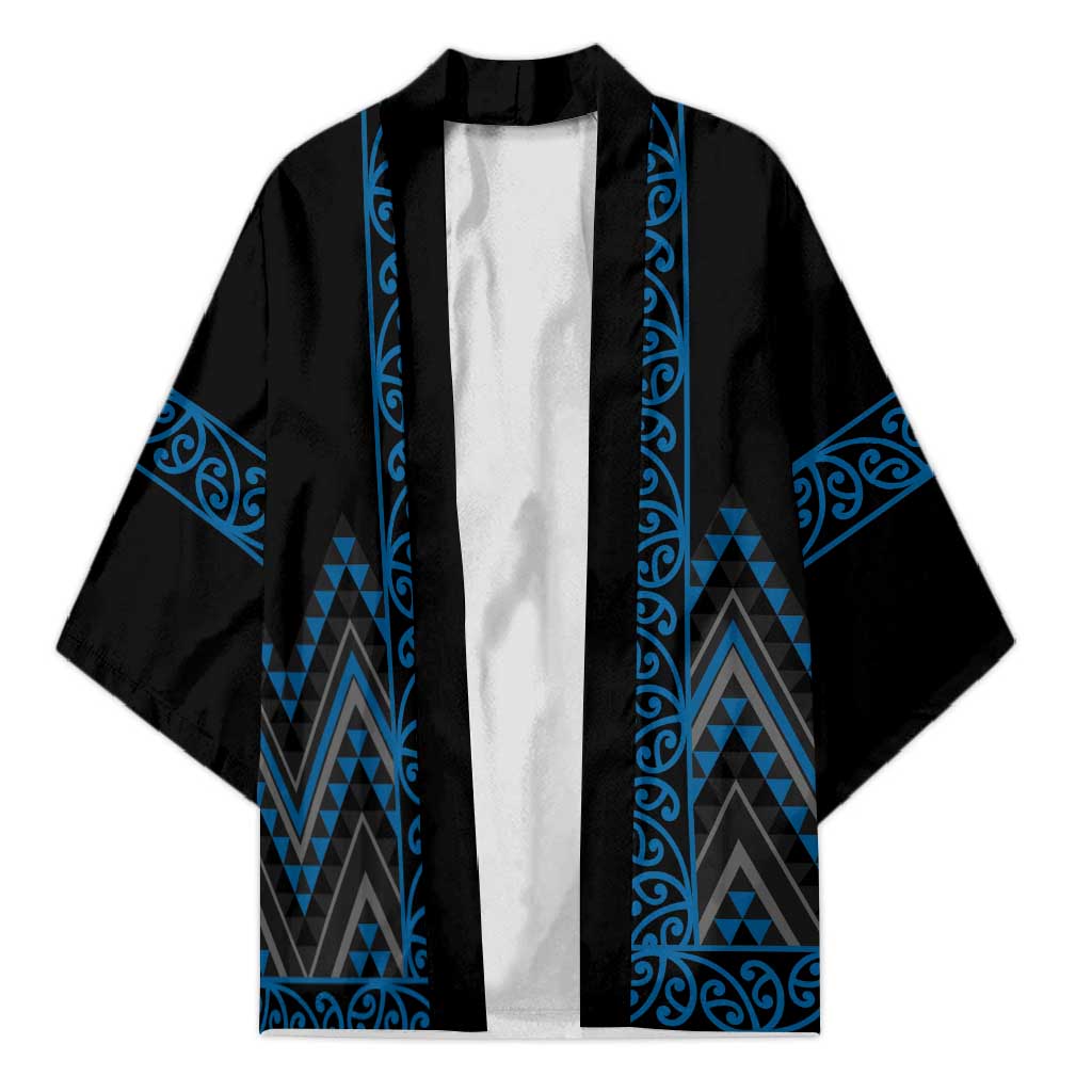 Blue Aotearoa Mangopare Kowhaiwhai Niho Taniwha Kimono Maori New Zealand LT14 Unisex Blue - Polynesian Pride