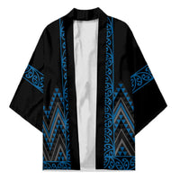Blue Aotearoa Mangopare Kowhaiwhai Niho Taniwha Kimono Maori New Zealand LT14 Unisex Blue - Polynesian Pride
