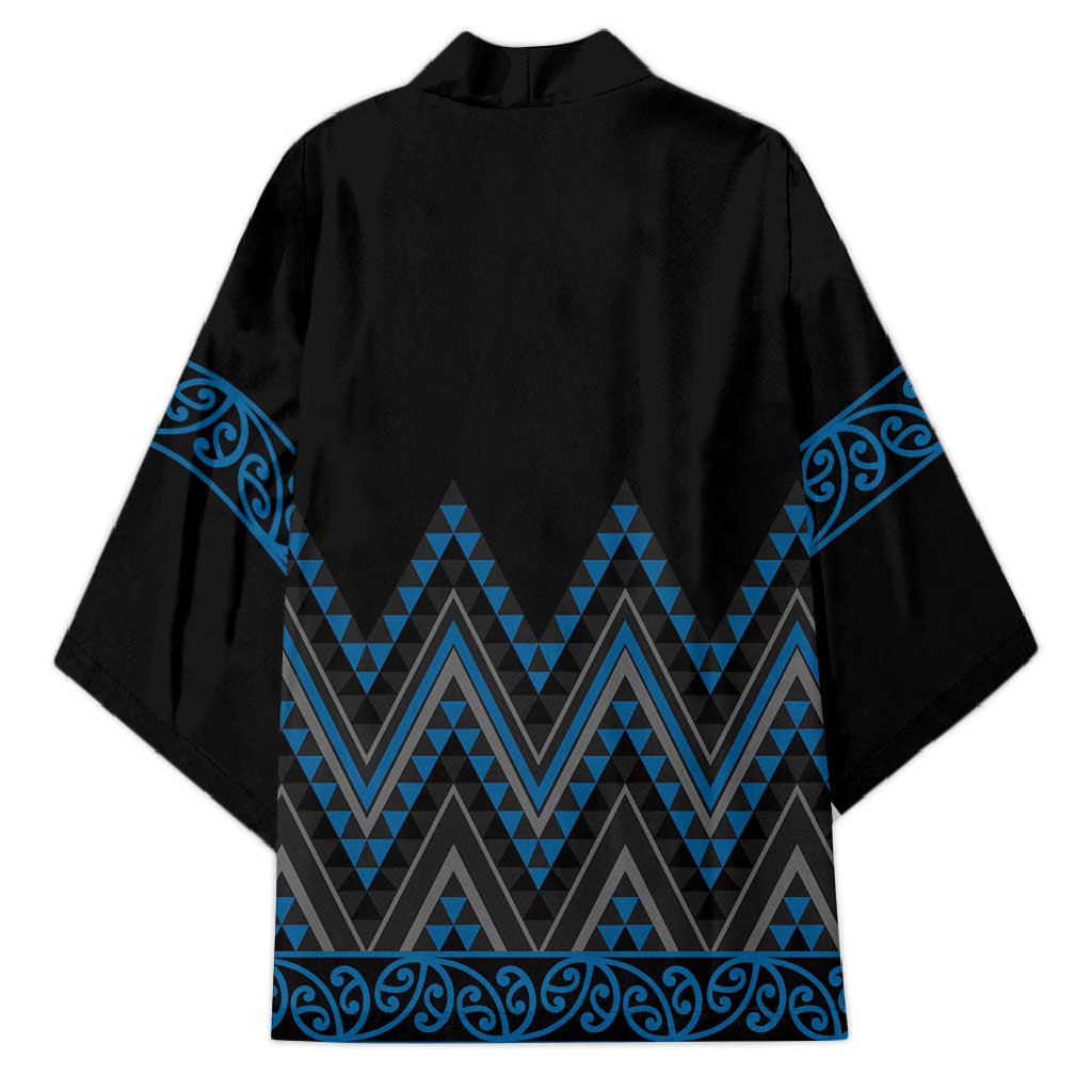 Blue Aotearoa Mangopare Kowhaiwhai Niho Taniwha Kimono Maori New Zealand LT14 - Polynesian Pride
