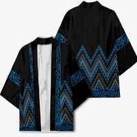 Blue Aotearoa Mangopare Kowhaiwhai Niho Taniwha Kimono Maori New Zealand LT14 - Polynesian Pride