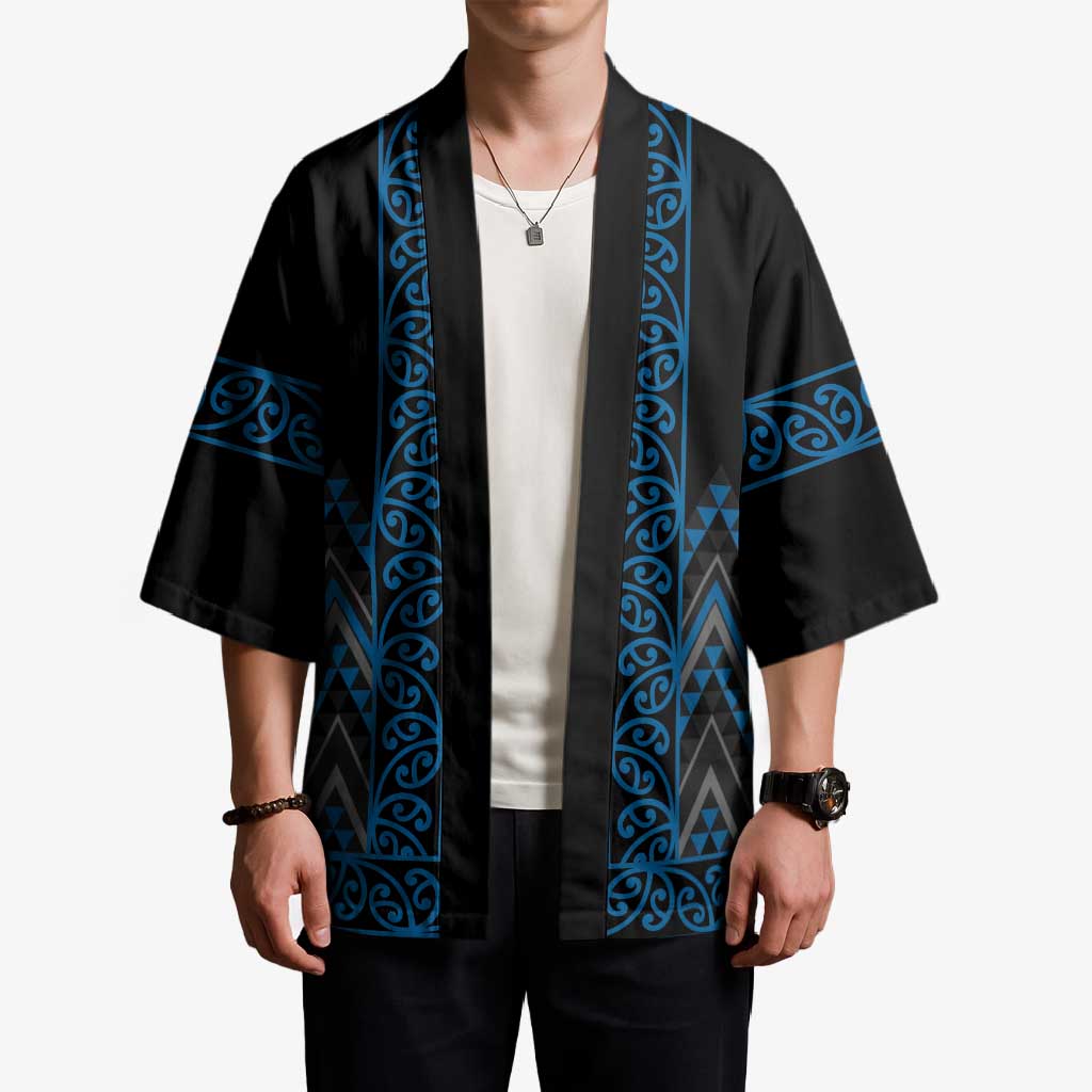 Blue Aotearoa Mangopare Kowhaiwhai Niho Taniwha Kimono Maori New Zealand LT14 - Polynesian Pride