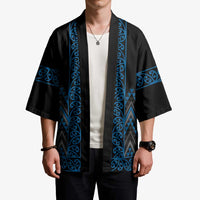Blue Aotearoa Mangopare Kowhaiwhai Niho Taniwha Kimono Maori New Zealand LT14 - Polynesian Pride