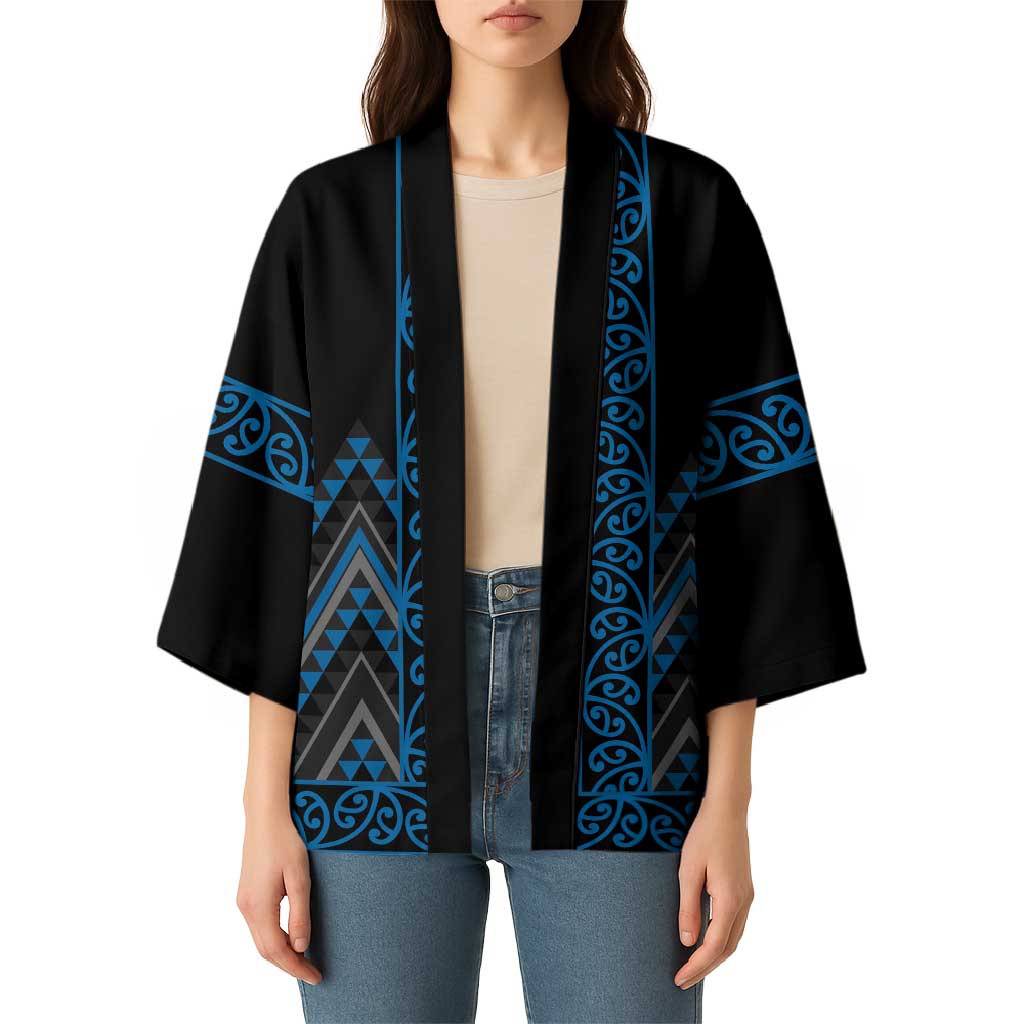 Blue Aotearoa Mangopare Kowhaiwhai Niho Taniwha Kimono Maori New Zealand LT14 - Polynesian Pride