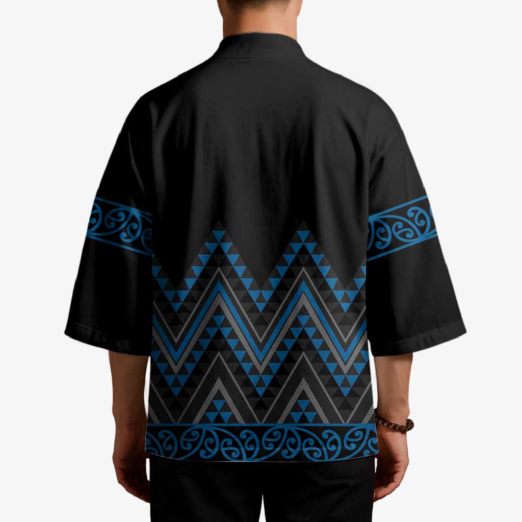 Blue Aotearoa Mangopare Kowhaiwhai Niho Taniwha Kimono Maori New Zealand LT14 - Polynesian Pride