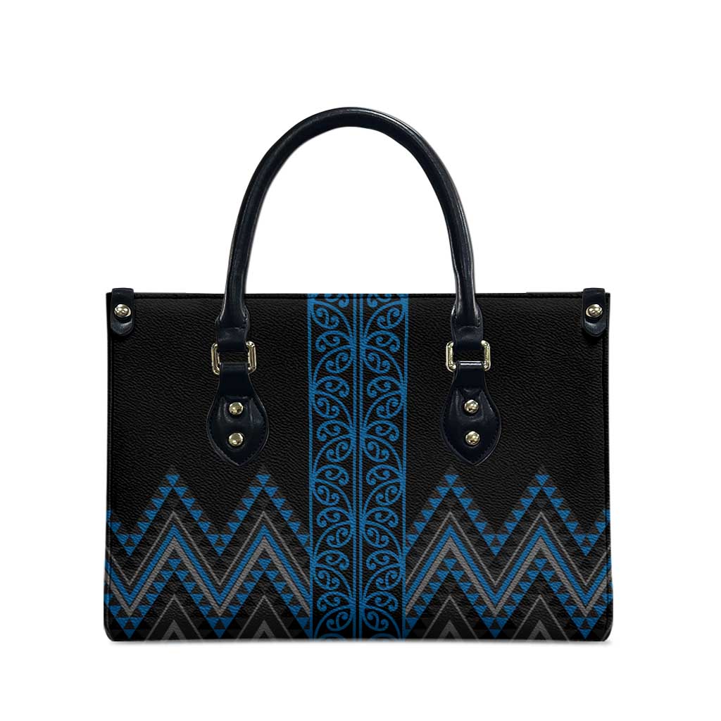 Blue Aotearoa Mangopare Kowhaiwhai Niho Taniwha Leather Bag Maori New Zealand LT14 - Polynesian Pride