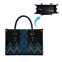 Blue Aotearoa Mangopare Kowhaiwhai Niho Taniwha Leather Bag Maori New Zealand LT14 - Polynesian Pride