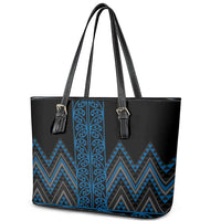 Blue Aotearoa Mangopare Kowhaiwhai and Niho Taniwha Leather Tote Bag Maori New Zealand LT14 - Polynesian Pride