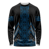 Blue Aotearoa Mangopare Kowhaiwhai and Niho Taniwha Long Sleeve Shirt Maori New Zealand LT14 Unisex Blue - Polynesian Pride