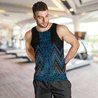 Blue Aotearoa Mangopare Kowhaiwhai and Niho Taniwha Men Tank Top Maori New Zealand LT14 Blue - Polynesian Pride