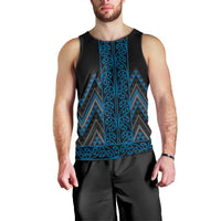 Blue Aotearoa Mangopare Kowhaiwhai and Niho Taniwha Men Tank Top Maori New Zealand LT14 - Polynesian Pride