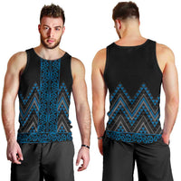 Blue Aotearoa Mangopare Kowhaiwhai and Niho Taniwha Men Tank Top Maori New Zealand LT14 - Polynesian Pride