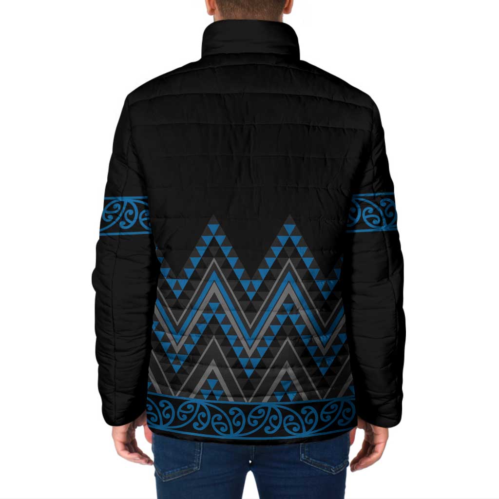 Blue Aotearoa Mangopare Kowhaiwhai Niho Taniwha Padded Jacket Maori New Zealand LT14 - Polynesian Pride