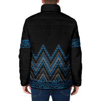 Blue Aotearoa Mangopare Kowhaiwhai Niho Taniwha Padded Jacket Maori New Zealand LT14 - Polynesian Pride