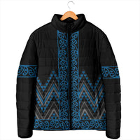 Blue Aotearoa Mangopare Kowhaiwhai Niho Taniwha Padded Jacket Maori New Zealand LT14 - Polynesian Pride