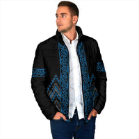 Blue Aotearoa Mangopare Kowhaiwhai Niho Taniwha Padded Jacket Maori New Zealand LT14 - Polynesian Pride