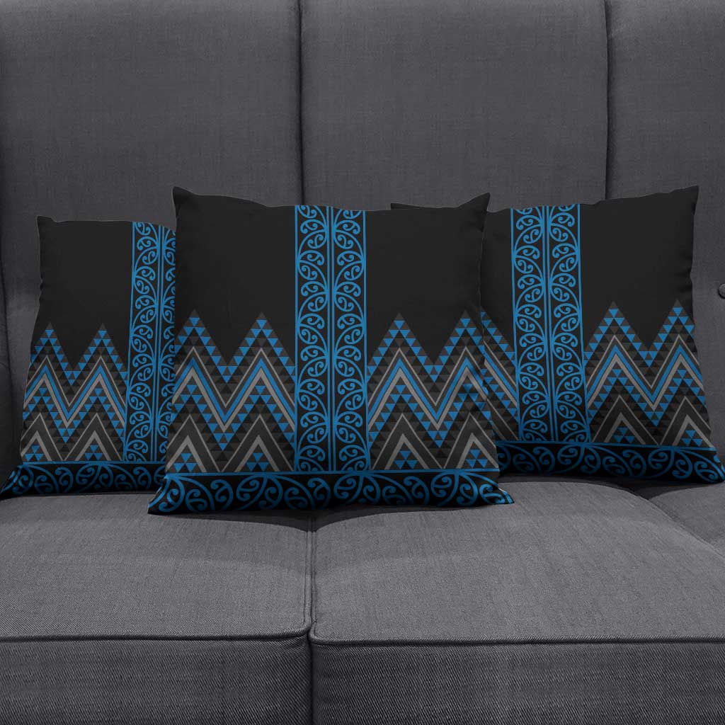 Blue Aotearoa Mangopare Kowhaiwhai Niho Taniwha Pillow Cover Maori New Zealand LT14 - Polynesian Pride