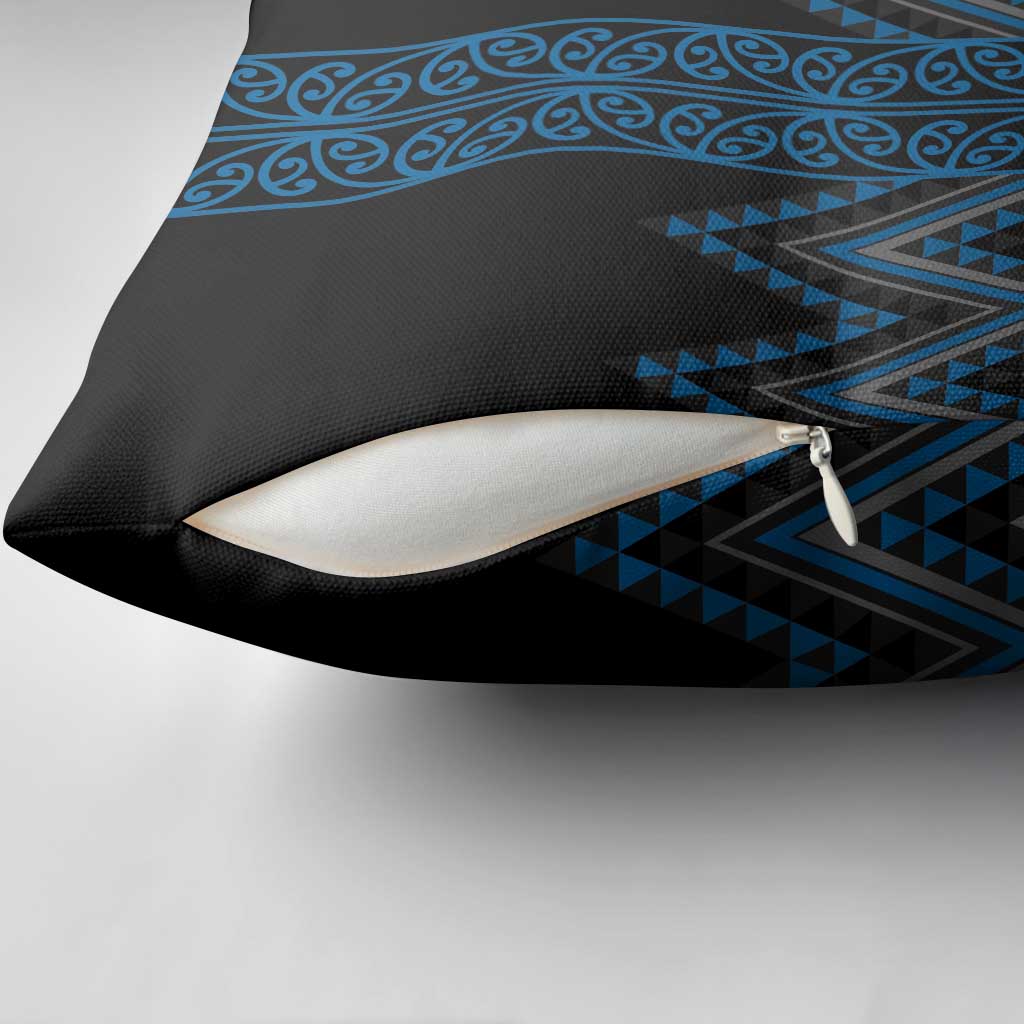 Blue Aotearoa Mangopare Kowhaiwhai Niho Taniwha Pillow Cover Maori New Zealand LT14 - Polynesian Pride
