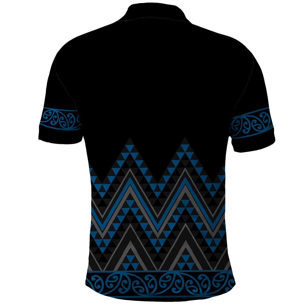 Blue Aotearoa Mangopare Kowhaiwhai and Niho Taniwha Polo Shirt Maori New Zealand
