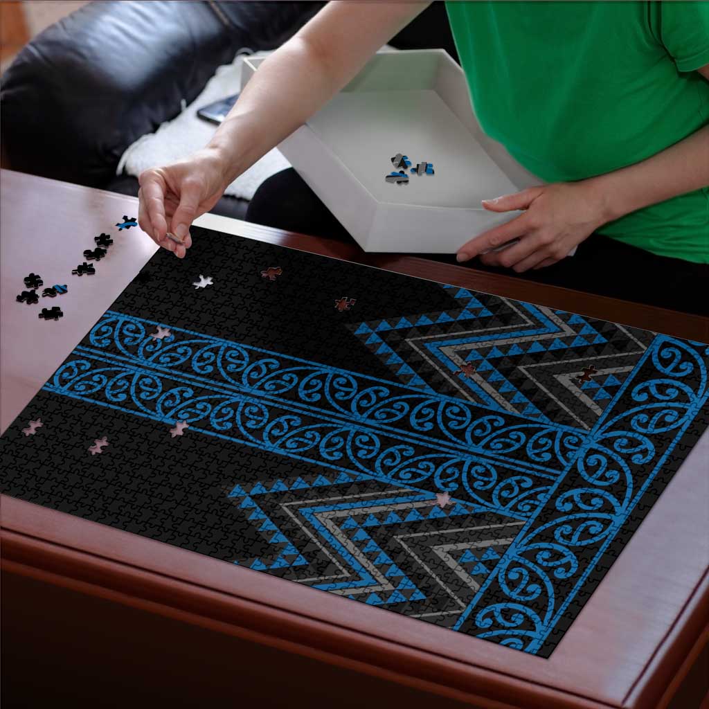 Blue Aotearoa Mangopare Kowhaiwhai Niho Taniwha Puzzle Maori New Zealand LT14 - Polynesian Pride