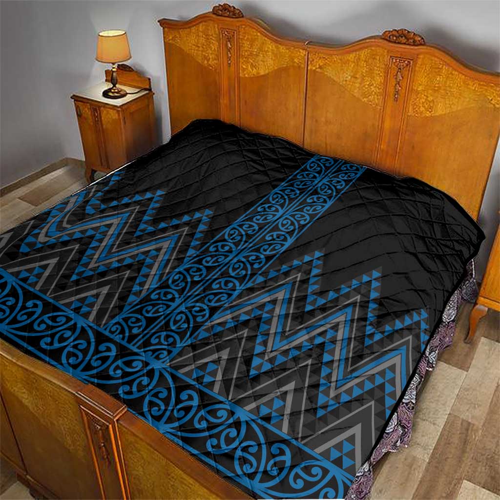 Blue Aotearoa Mangopare Kowhaiwhai and Niho Taniwha Quilt Maori New Zealand LT14 - Polynesian Pride