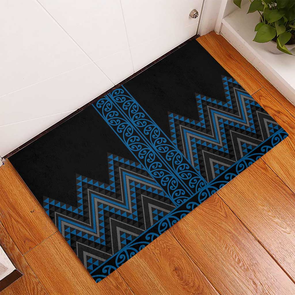 Blue Aotearoa Mangopare Kowhaiwhai and Niho Taniwha Rubber Doormat Maori New Zealand LT14 - Polynesian Pride
