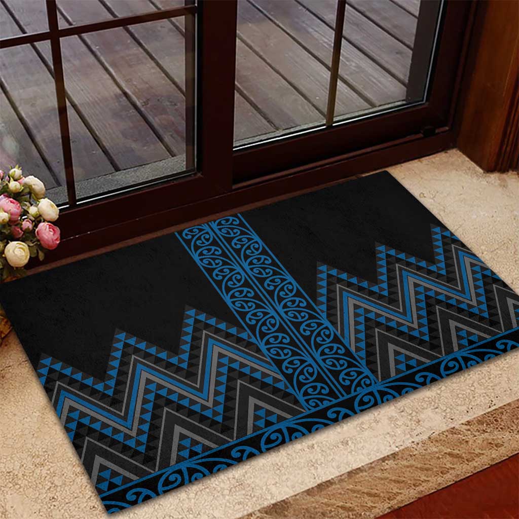 Blue Aotearoa Mangopare Kowhaiwhai and Niho Taniwha Rubber Doormat Maori New Zealand LT14 - Polynesian Pride