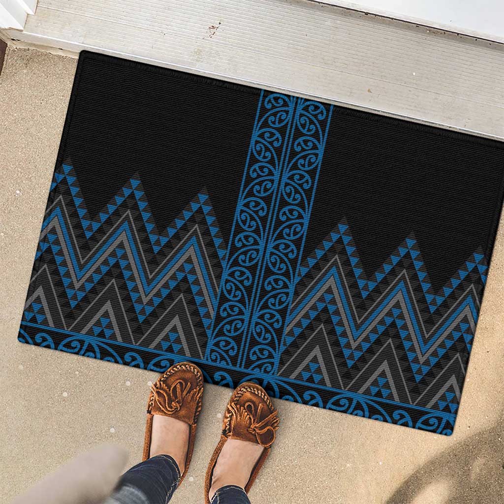 Blue Aotearoa Mangopare Kowhaiwhai and Niho Taniwha Rubber Doormat Maori New Zealand LT14 - Polynesian Pride