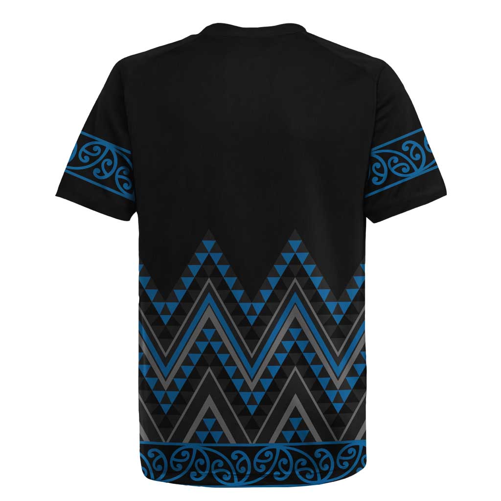 Blue Aotearoa Mangopare Kowhaiwhai and Niho Taniwha Rugby Jersey Maori New Zealand LT14 - Polynesian Pride