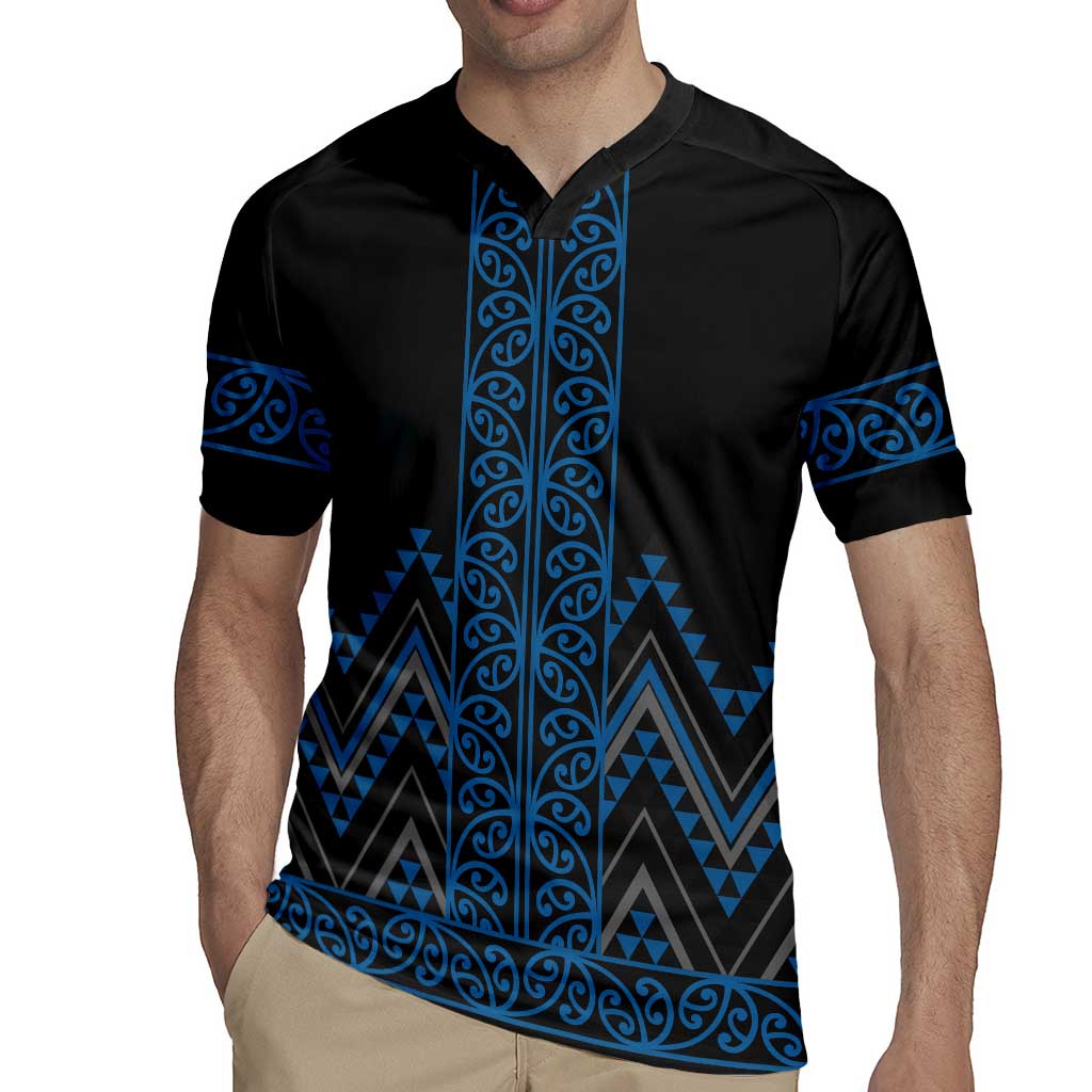 Blue Aotearoa Mangopare Kowhaiwhai and Niho Taniwha Rugby Jersey Maori New Zealand LT14 - Polynesian Pride