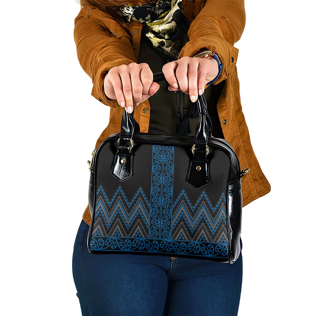Blue Aotearoa Mangopare Kowhaiwhai and Niho Taniwha Shoulder Handbag Maori New Zealand LT14 One Size Blue - Polynesian Pride