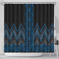 Blue Aotearoa Mangopare Kowhaiwhai and Niho Taniwha Shower Curtain Maori New Zealand LT14 - Polynesian Pride